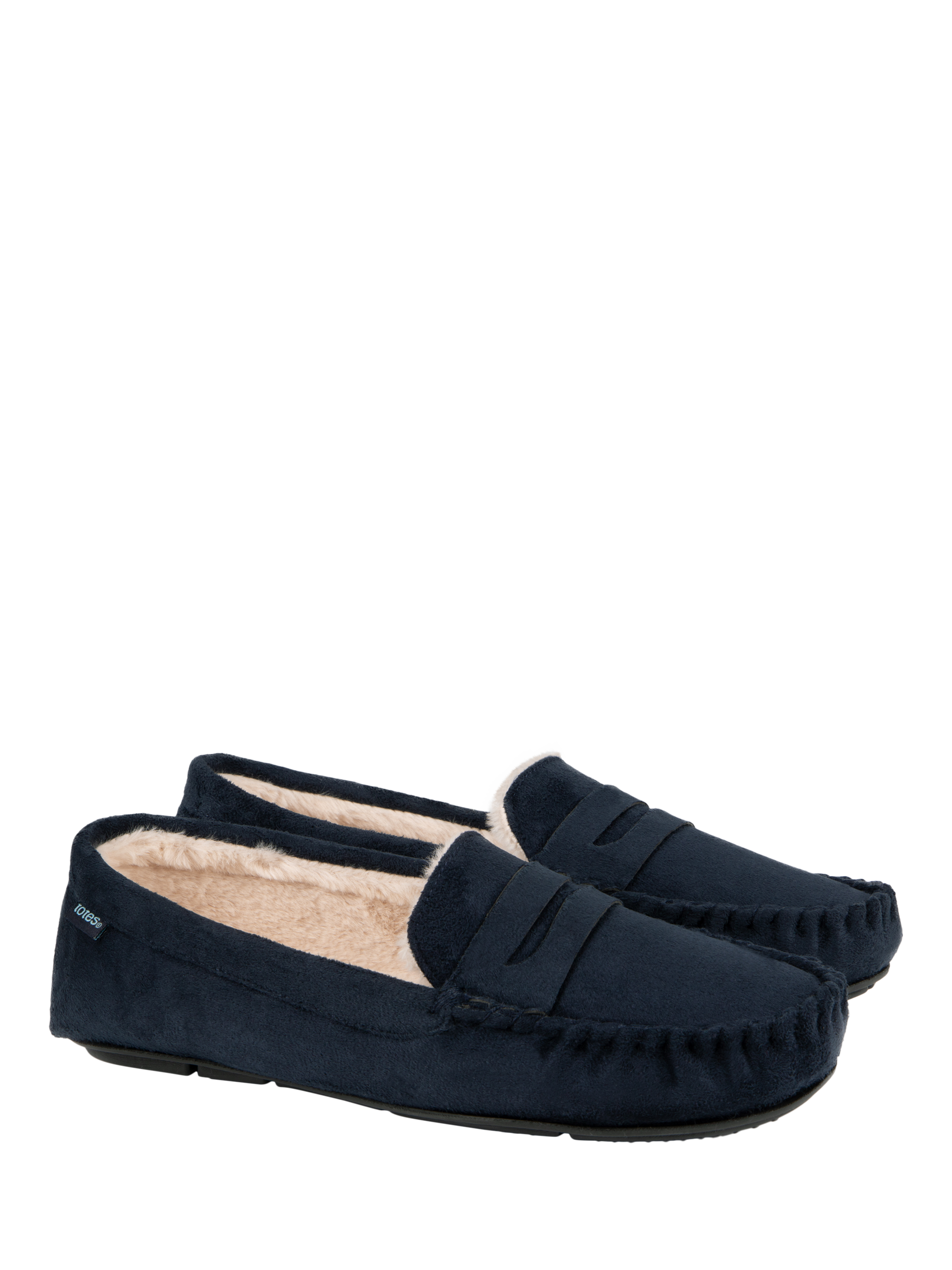 Product image 3 of 8, which shows totes Moccasin Suedette Slippers, Navy, L
