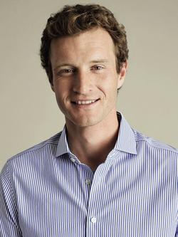 Charles Tyrwhitt Slim Fit Stripe Cotton Blend Shirt - view 2, Royal Blue/White