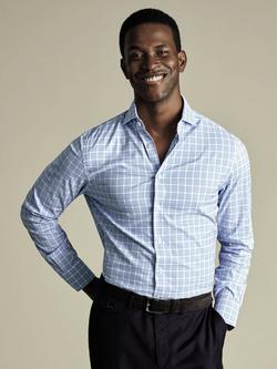 Charles Tyrwhitt Regular Fit Check Cotton Blend Shirt, Cornflower Blue