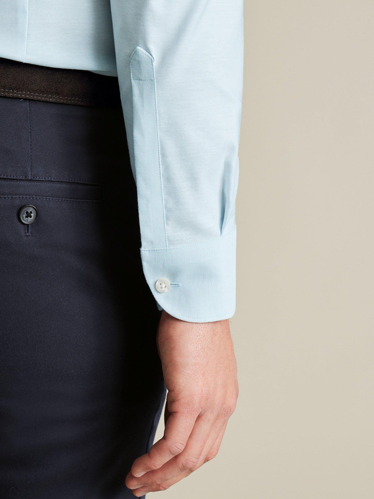 Product image 3 of 6, which shows Charles Tyrwhitt Slim Fit Button Down Collar Cotton Blend Shirt, Sky Blue, 17/35