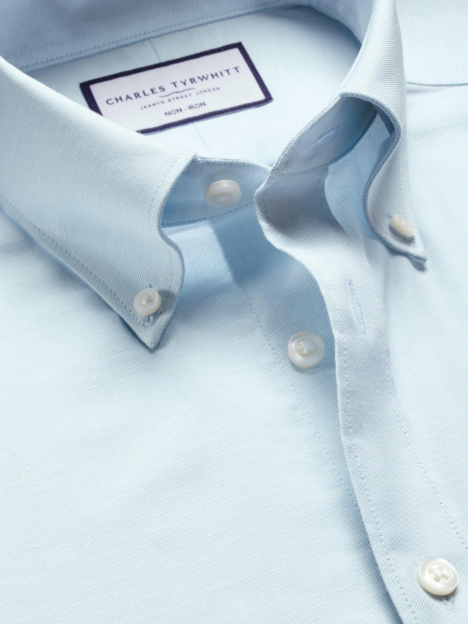 Product image 4 of 6, which shows Charles Tyrwhitt Slim Fit Button Down Collar Cotton Blend Shirt, Sky Blue, 17/35