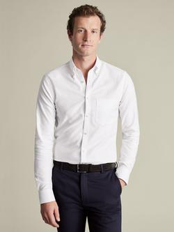 Charles Tyrwhitt Slim Fit Button Down Collar Cotton Blend Shirt, White