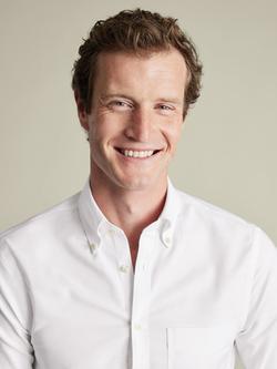 Charles Tyrwhitt Slim Fit Button Down Collar Cotton Blend Shirt - view 2, White