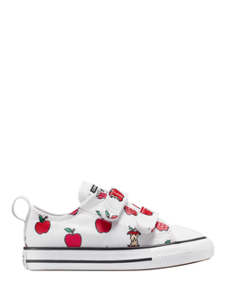 Converse Kids' Chuck Taylor All Star Low-Top Apple Trainers, White/Red/Black, White/Red/Black