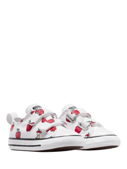 Converse Kids' Chuck Taylor All Star Low-Top Apple Trainers, White/Red/Black - view 2, White/Red/Black