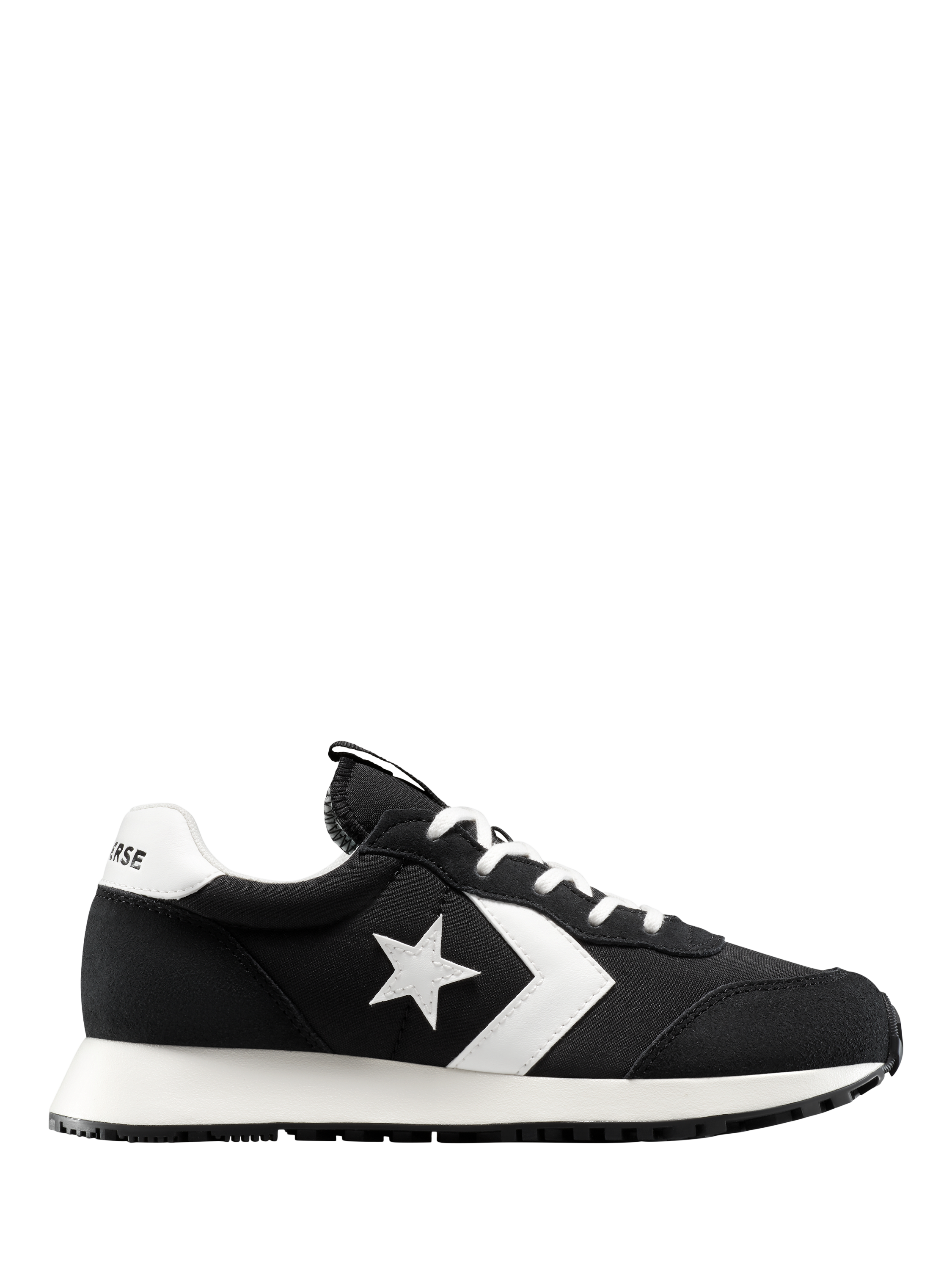 Product image 1 of 4, which shows Converse Kids' Omega Star Player Suede Trainers, Black/White, 3