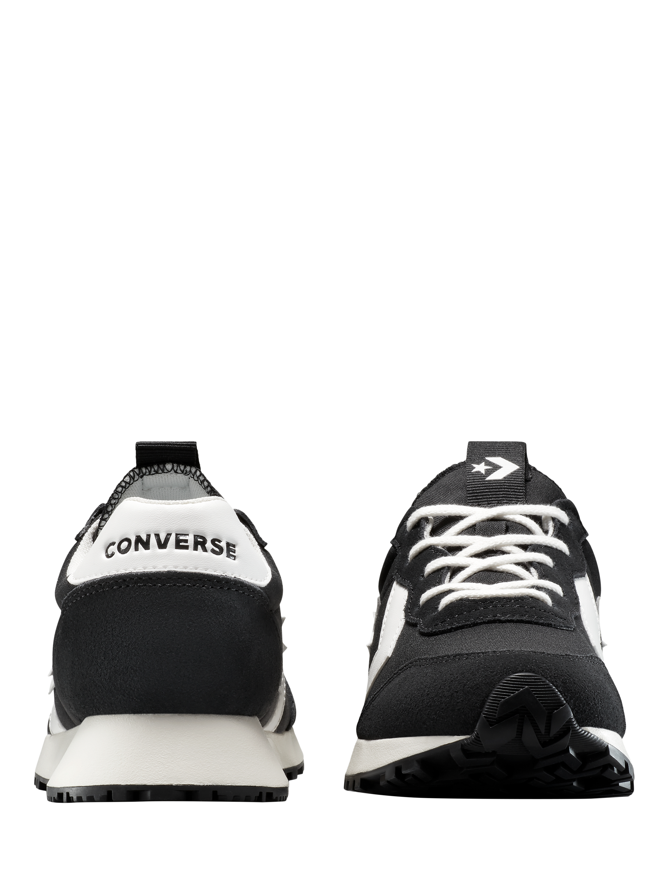 Product image 3 of 4, which shows Converse Kids' Omega Star Player Suede Trainers, Black/White, 3