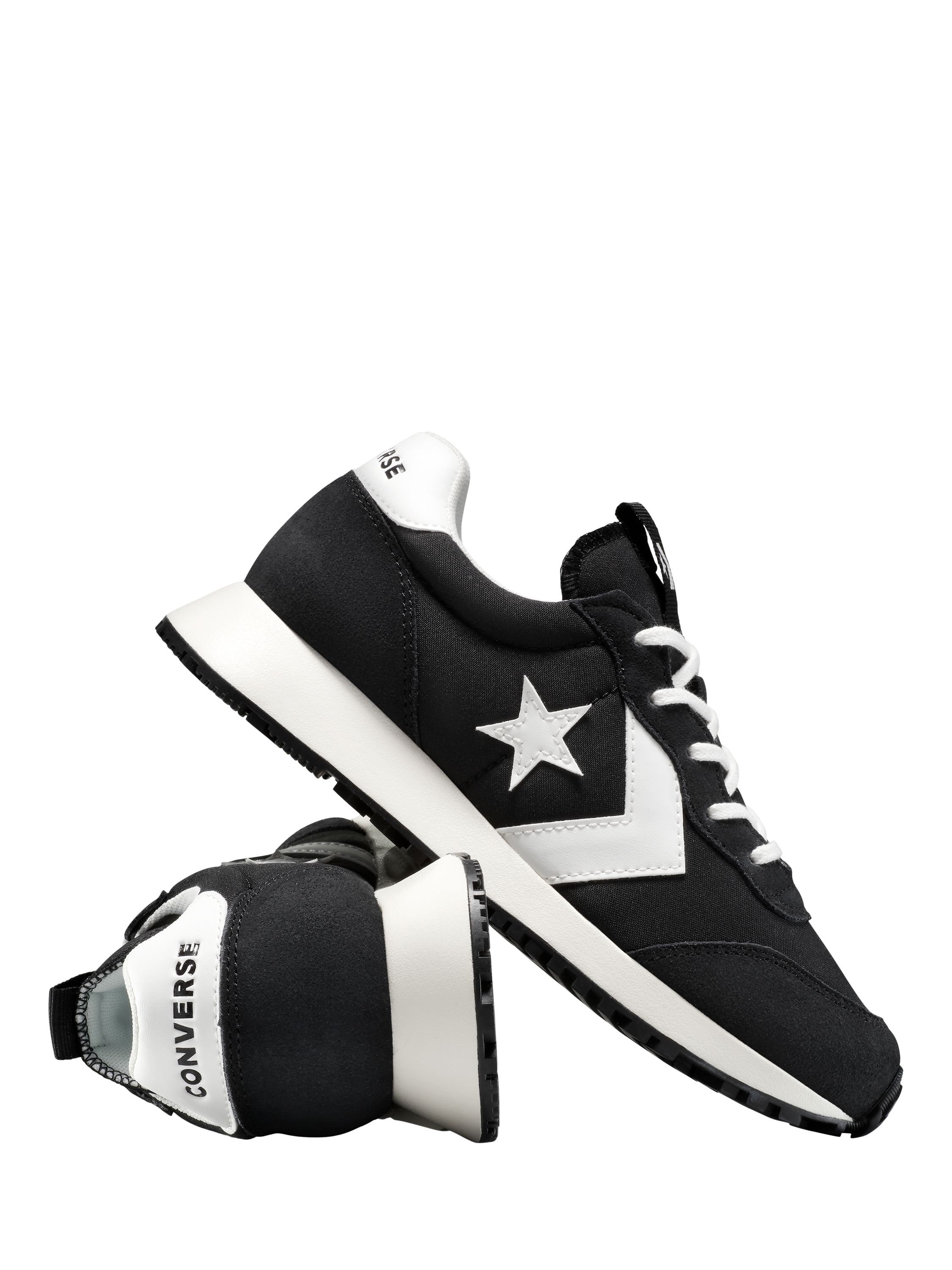 Product image 4 of 4, which shows Converse Kids' Omega Star Player Suede Trainers, Black/White, 3
