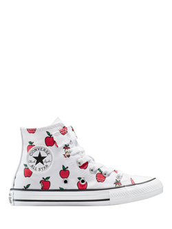 Converse Kids' Chuck Taylor All Star Lace Up Hi-Top Apple Trainers, White/Red/Black, White/Red/Black