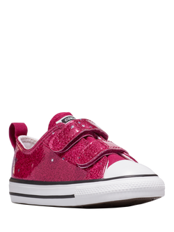 Converse Kids' Chuck Taylor All Star Low-Top Glitter Trainers, Soft Berry/White - view 2, Soft Berry/White