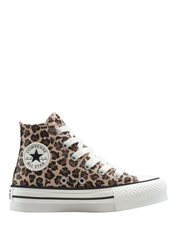 Converse Kids' Chuck Taylor All Star Lace Up EVA Lift Hi-Top Trainers, Warm Quarry/White/Black, Warm Quarry/White/Black