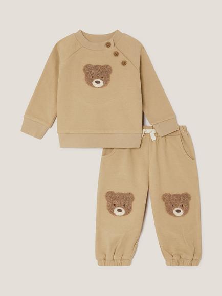 Monsoon Kids' Benny Bear Sweatshirt and Joggers Set, Brown, Brown