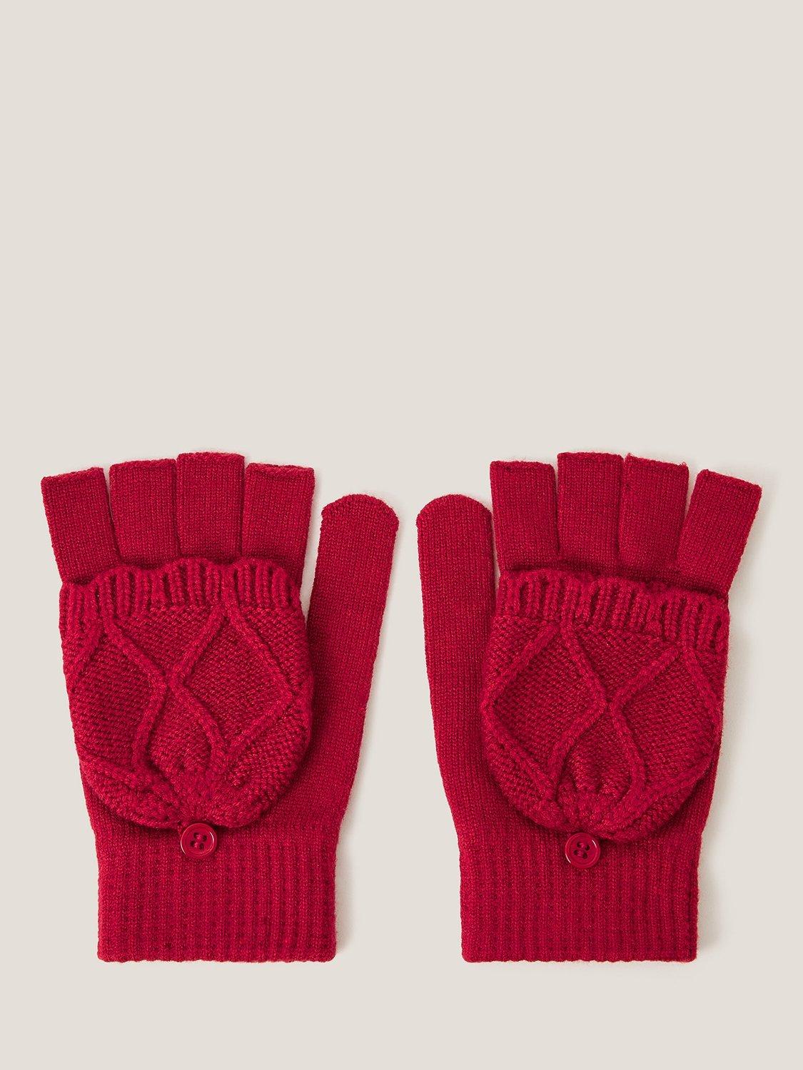 Product image 1 of 2, which shows Monsoon Kids' Diamond Fingerless Gloves, Red, 3-6 years