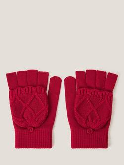 Monsoon Kids' Diamond Fingerless Gloves, Red, Red