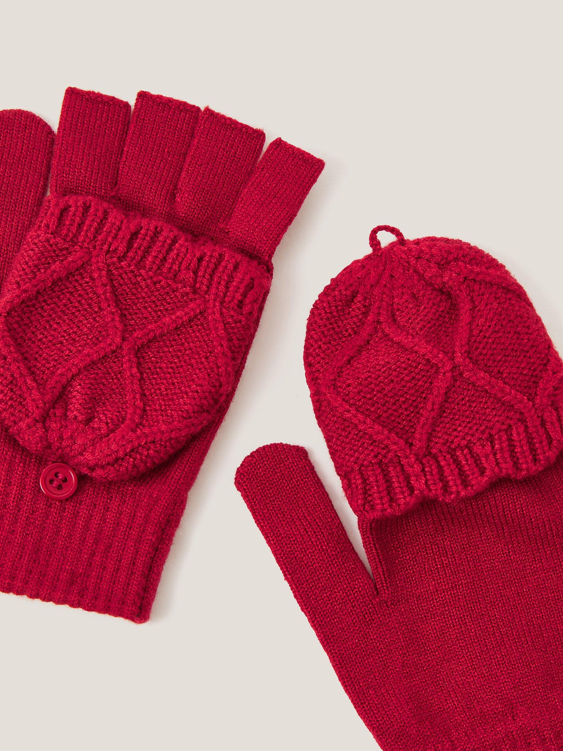 Product image 2 of 2, which shows Monsoon Kids' Diamond Fingerless Gloves, Red, 3-6 years