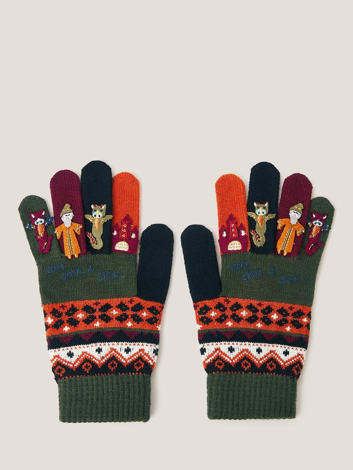 Product image 1 of 2, which shows Monsoon Kids' Novelty Gloves, Multi, 3-6 years