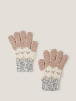 Monsoon Kids' Fair Isle Heart Gloves, Multi, Multi
