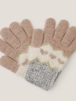 Monsoon Kids' Fair Isle Heart Gloves, Multi - view 2, Multi
