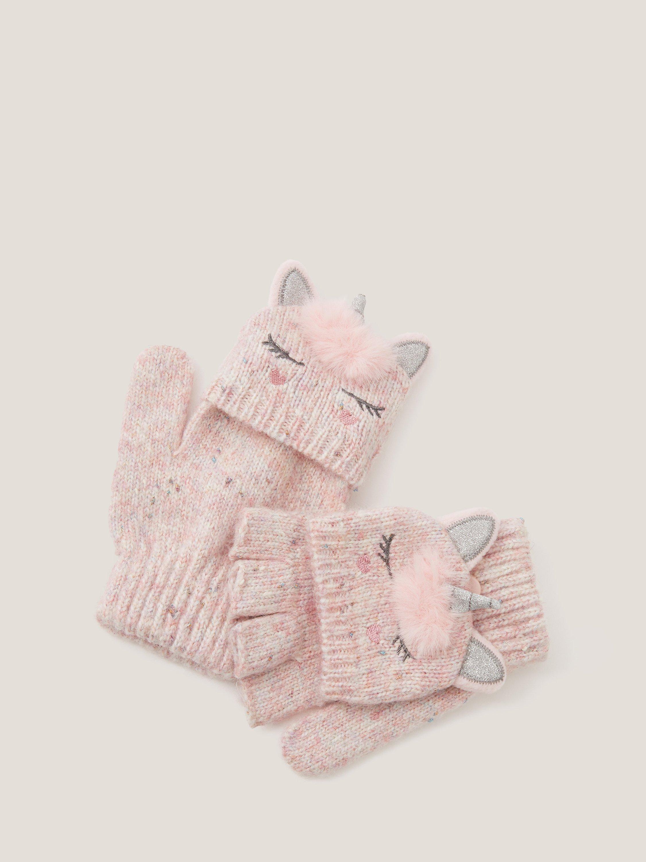 Product image 2 of 2, which shows Monsoon Kids' Unicorn Gloves, Pink, 3-6 years