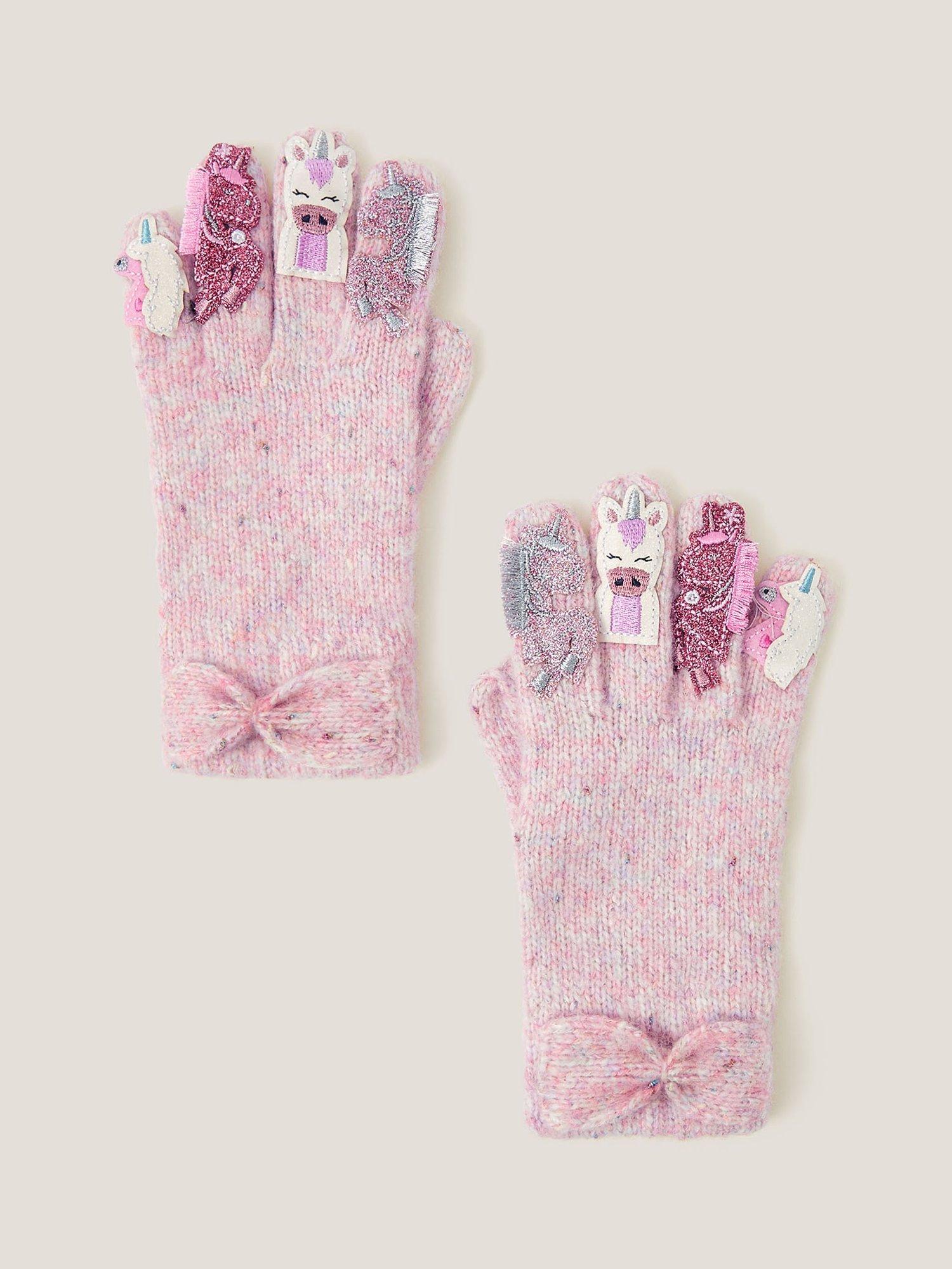 Product image 1 of 2, which shows Monsoon Kids' Unicorn Novelty Gloves, Pink, 3-6 years