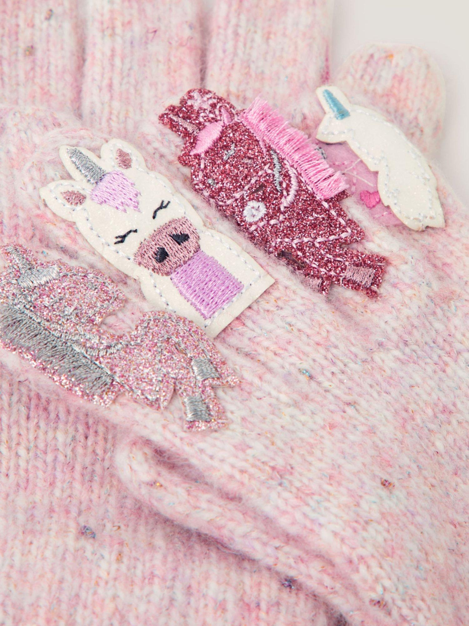 Product image 2 of 2, which shows Monsoon Kids' Unicorn Novelty Gloves, Pink, 3-6 years
