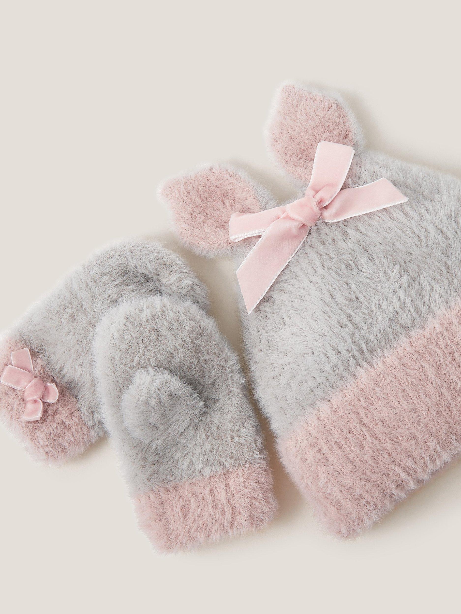 Product image 2 of 2, which shows Monsoon Baby Bunny Hat and Mittens Set, Grey, 0-6 months