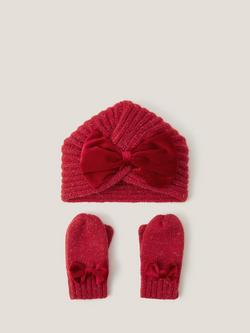 Monsoon Baby Hat and Mittens Set, Red, Red