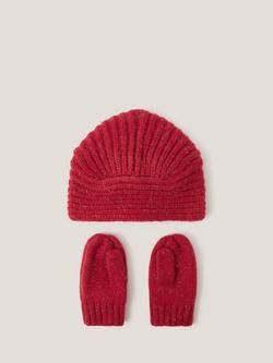 Monsoon Baby Hat and Mittens Set, Red - view 2, Red