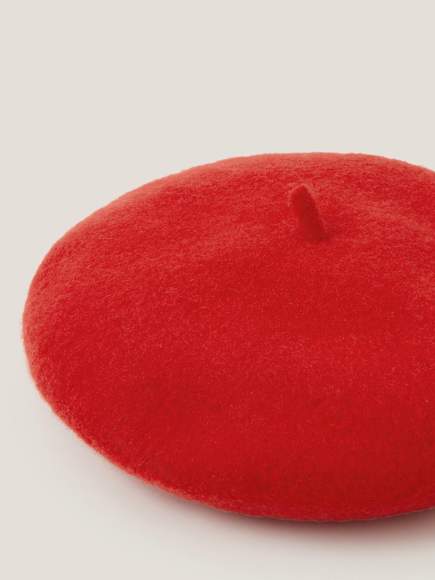Product image 3 of 3, which shows Monsoon Kids' Bow Charm Wool Beret, Red, 3-6 years