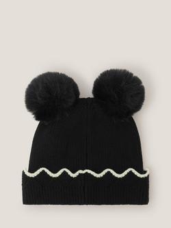 Monsoon Kids' Pom Pom Beanie Hat, Black - view 2, Black