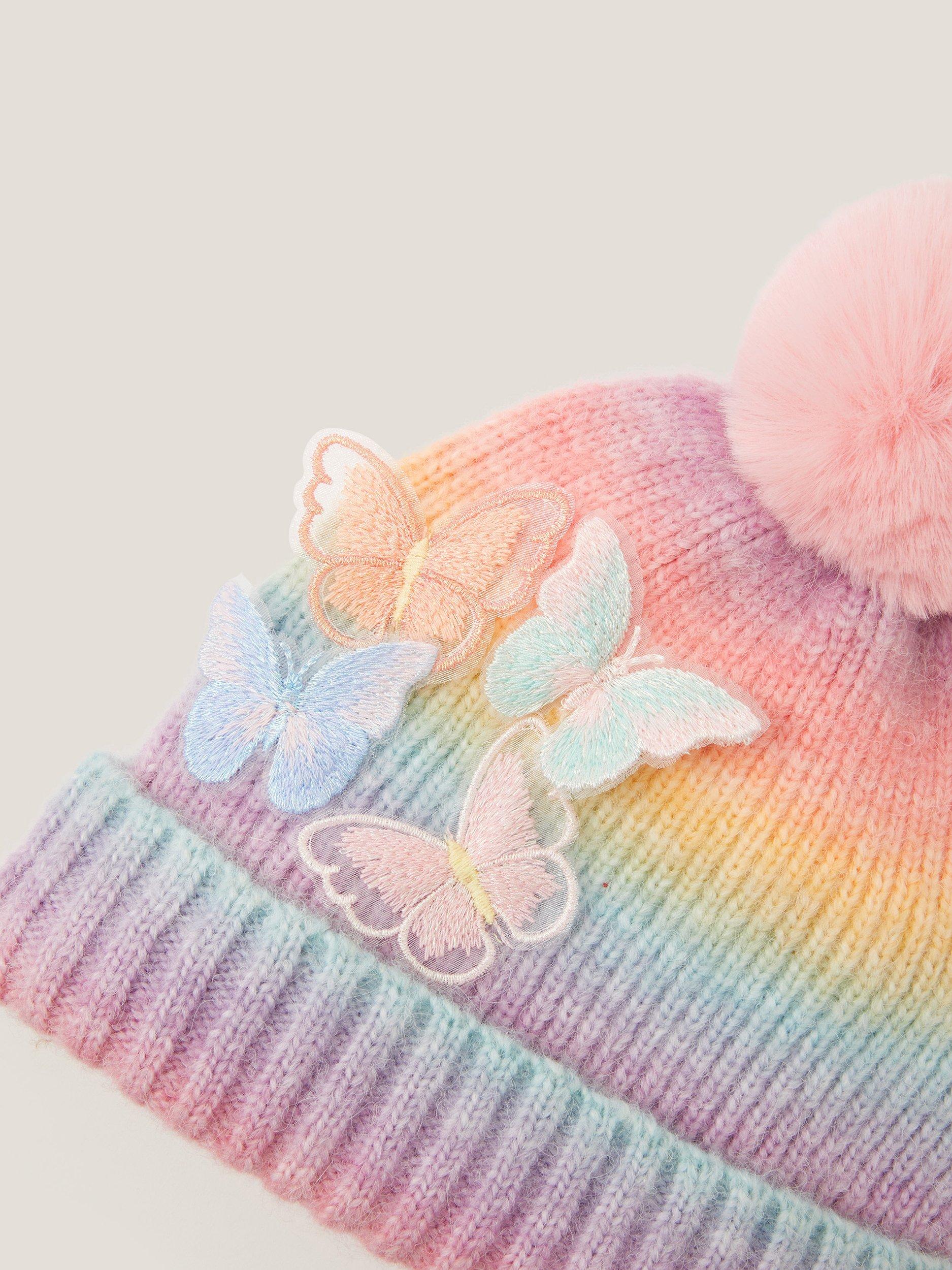 Product image 3 of 3, which shows Monsoo Kids' Butterfly Beanie Hat, Multi, 3-6 years