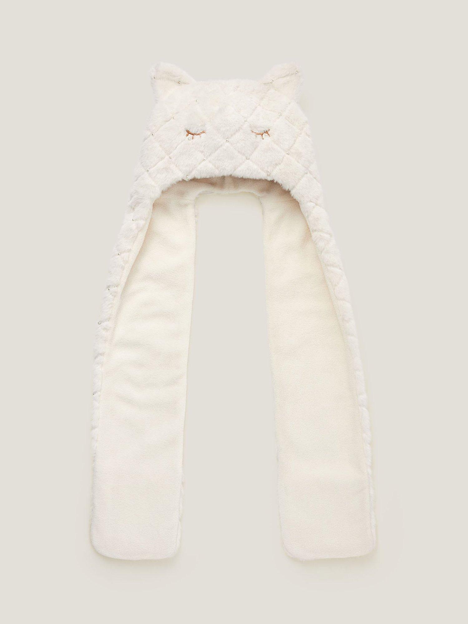 Product image 1 of 3, which shows Monsoon Kids' Cat 3-In-1 Hat Set, Ivory, 3-6 years