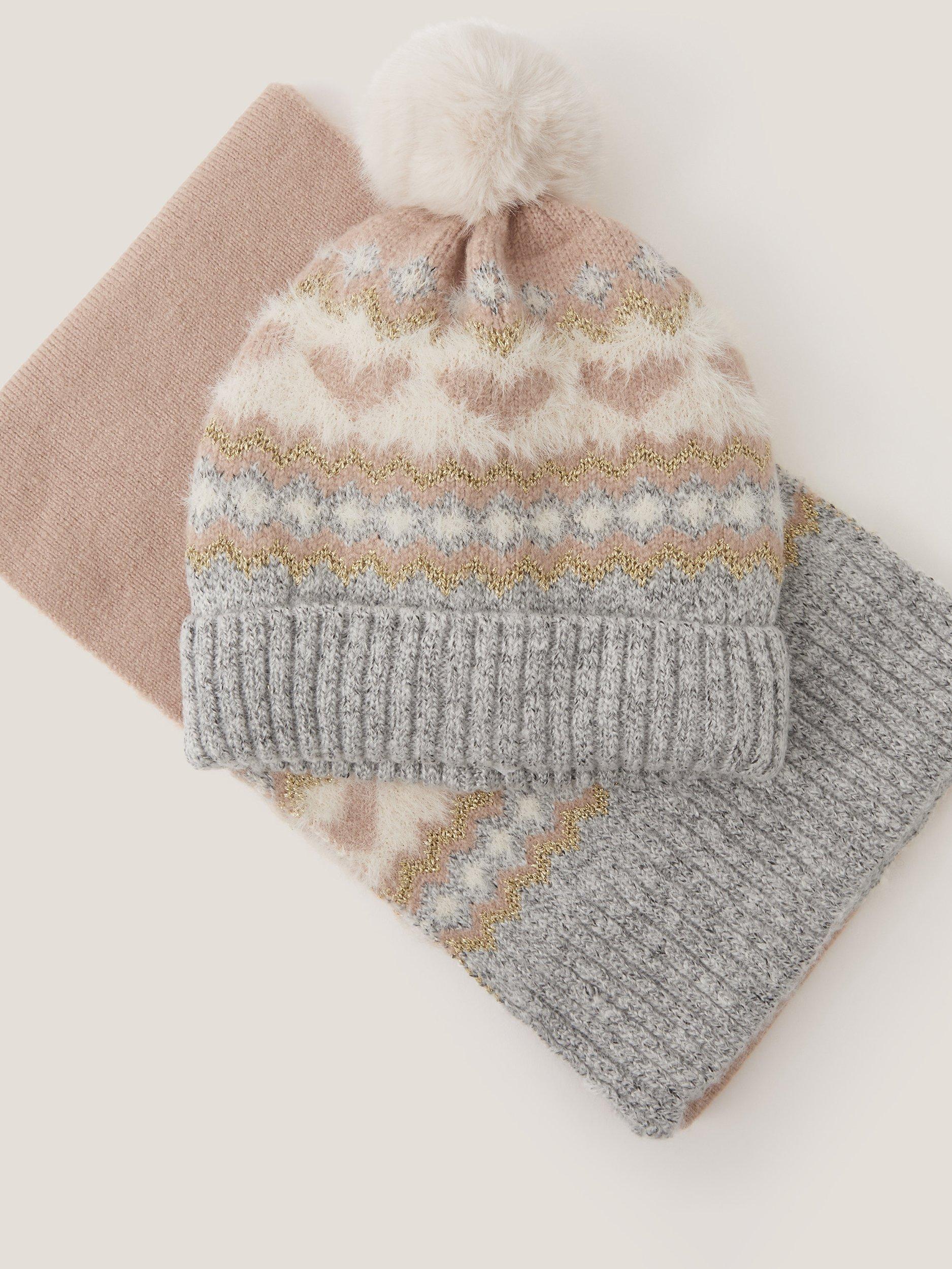 Product image 2 of 2, which shows Monsoon Kids' Fair Isle Hat and Scarf Set, Multi, 3-6 years