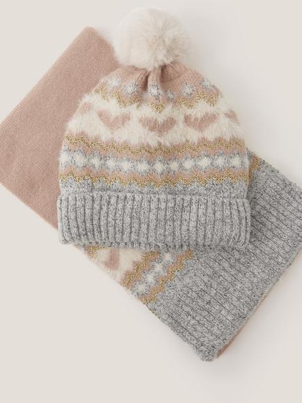 Monsoon Kids' Fair Isle Hat and Scarf Set, Multi - view 2, Multi