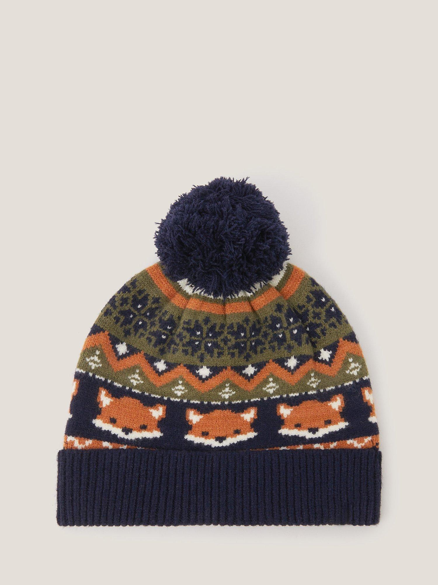 Product image 1 of 2, which shows Monsoon Kids' Fox Knit Beanie Hat, Multi, 3-6 years