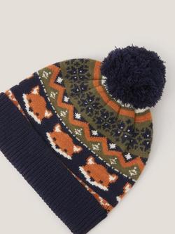 Monsoon Kids' Fox Knit Beanie Hat, Multi - view 2, Multi