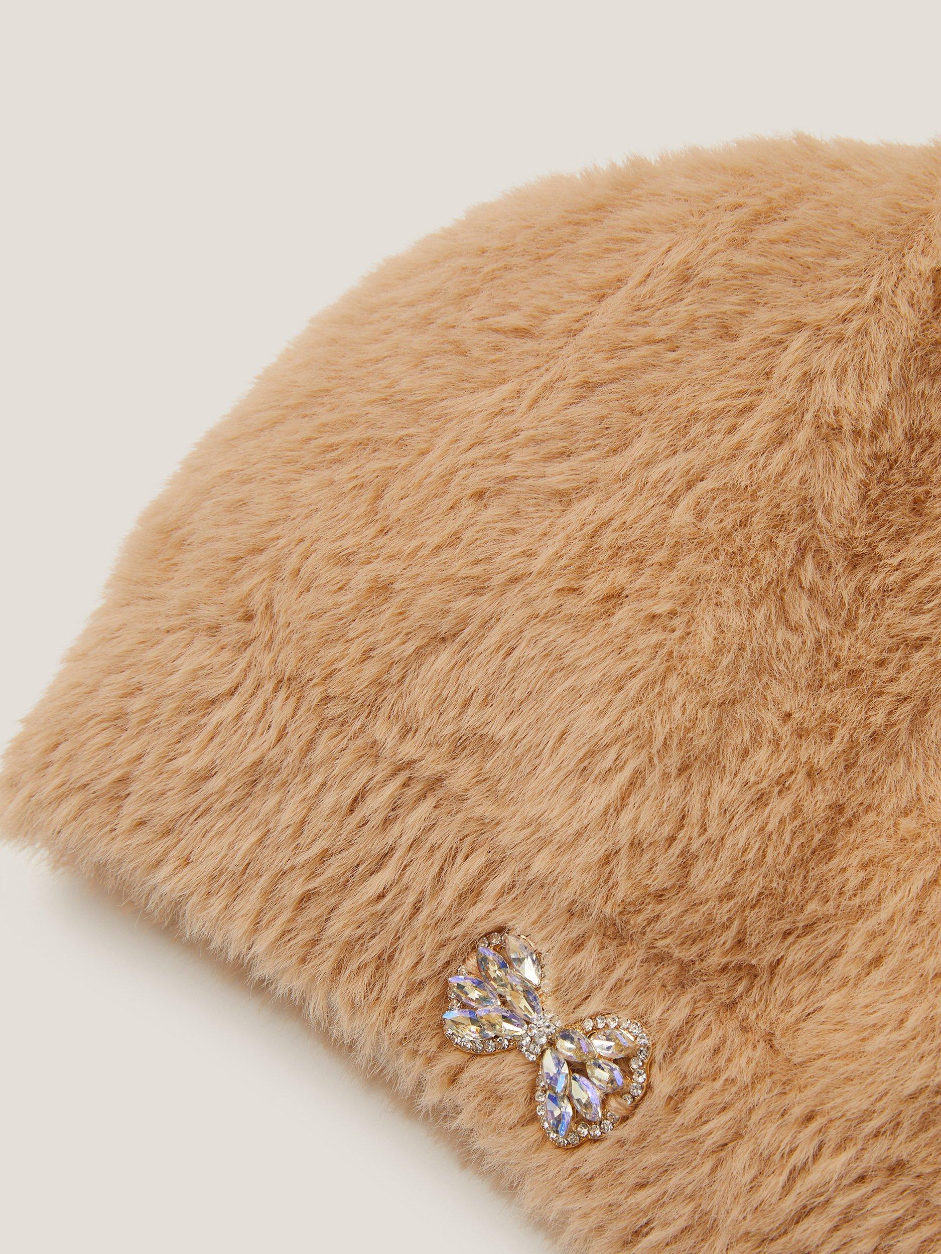 Product image 2 of 2, which shows Monsoon Kids' Fuzzy Beanie Hat, Camel, 3-6 years