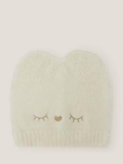 Monsoon Kids' Knitted Kitty Beanie Hat, Ivory, Ivory