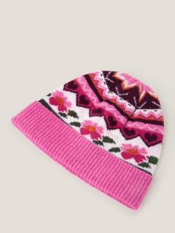Monsoon Kids' Rose Intarsia Hat, Multi - view 2, Multi
