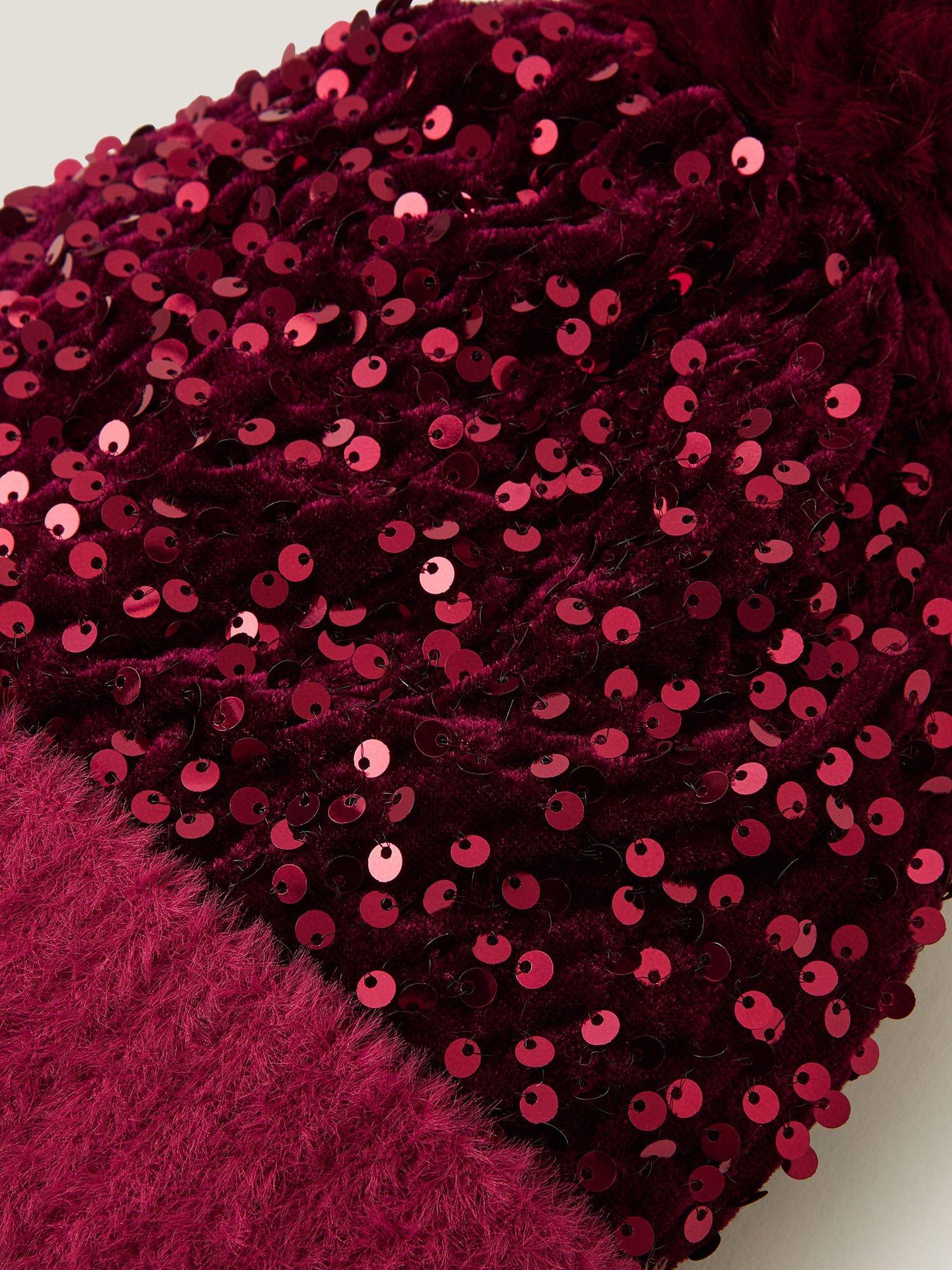 Product image 2 of 2, which shows Monsoon Kids' Sequin Pom Beanie Hat, Red, 3-6 years
