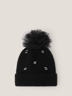 Monsoon Kids' Tulle Beanie Hat, Black, Black