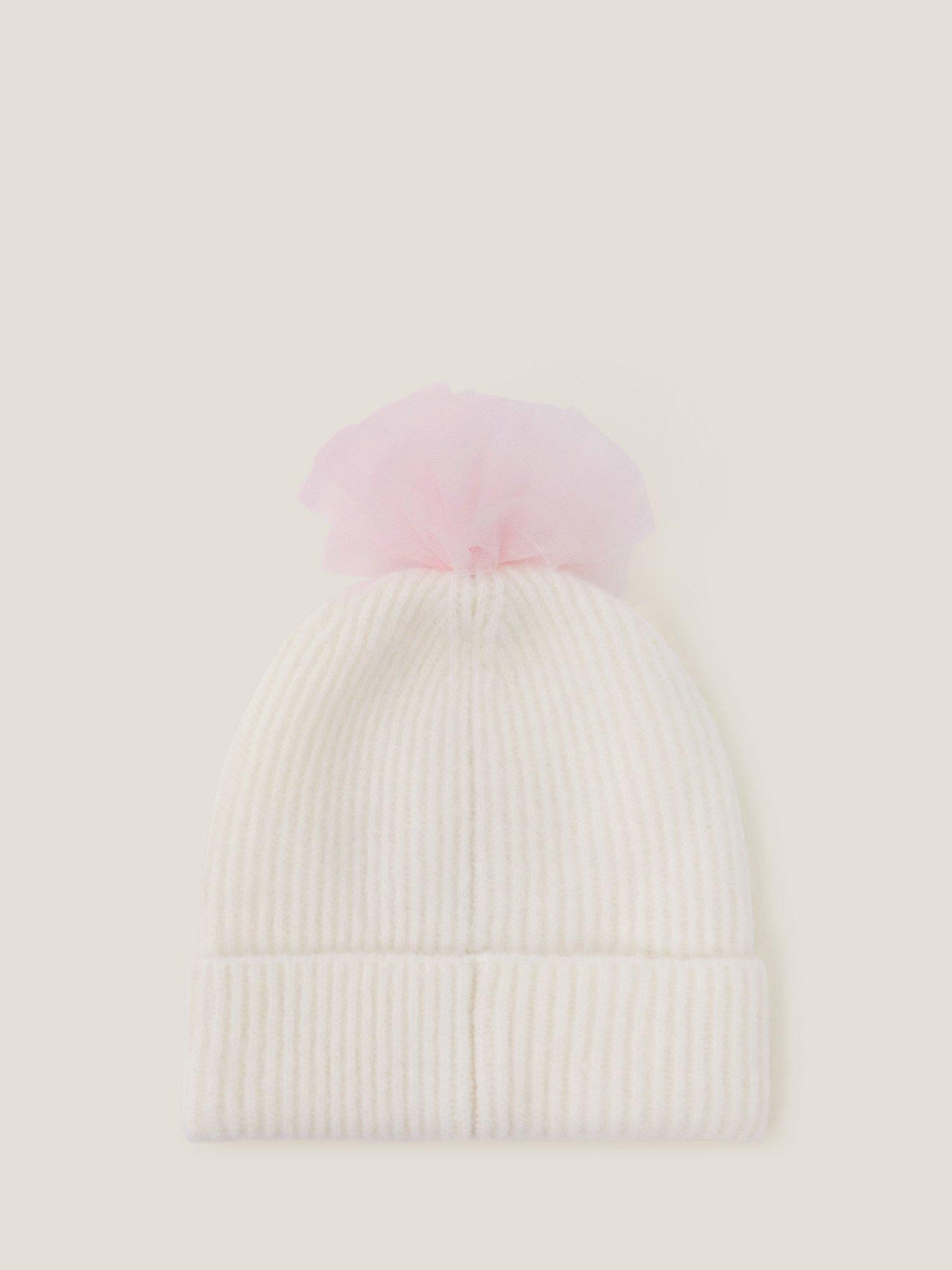 Product image 2 of 3, which shows Monsoon Kids' Tulle Beanie Hat, Ivory, 3-6 years
