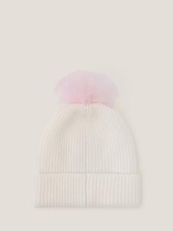 Monsoon Kids' Tulle Beanie Hat, Ivory - view 2, Ivory