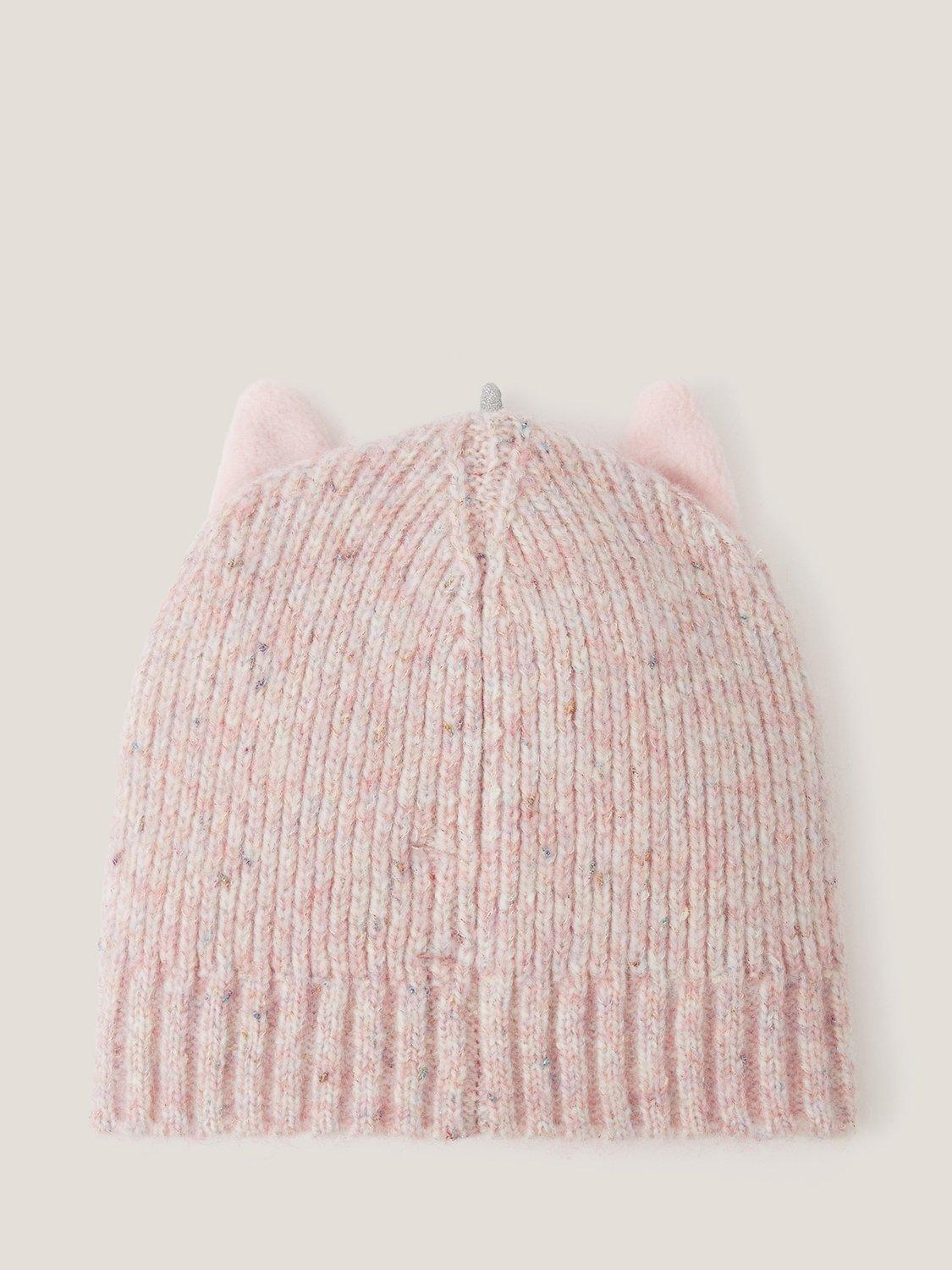 Product image 2 of 3, which shows Monsoon Kids' Unicorn Beanie Hat, Pink, 3-6 years