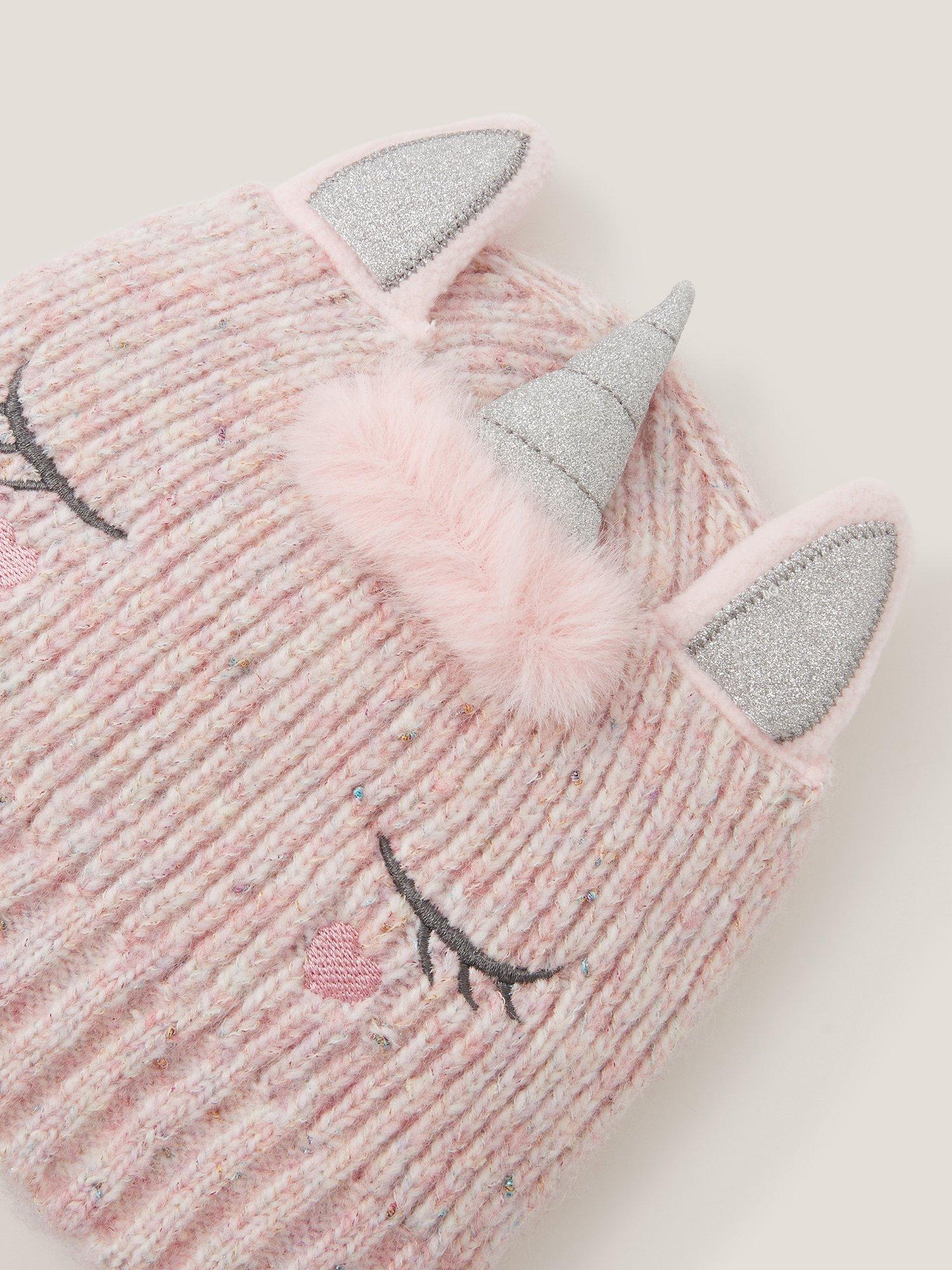Product image 3 of 3, which shows Monsoon Kids' Unicorn Beanie Hat, Pink, 3-6 years