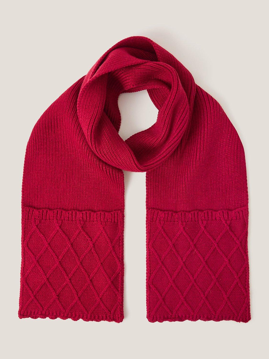 Product image 1 of 11, which shows Monsoon Kids' Diamond Knit Scarf, Red, One