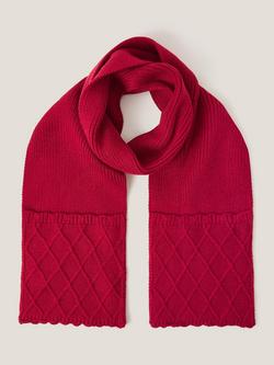 Monsoon Kids' Diamond Knit Scarf, Red, Red