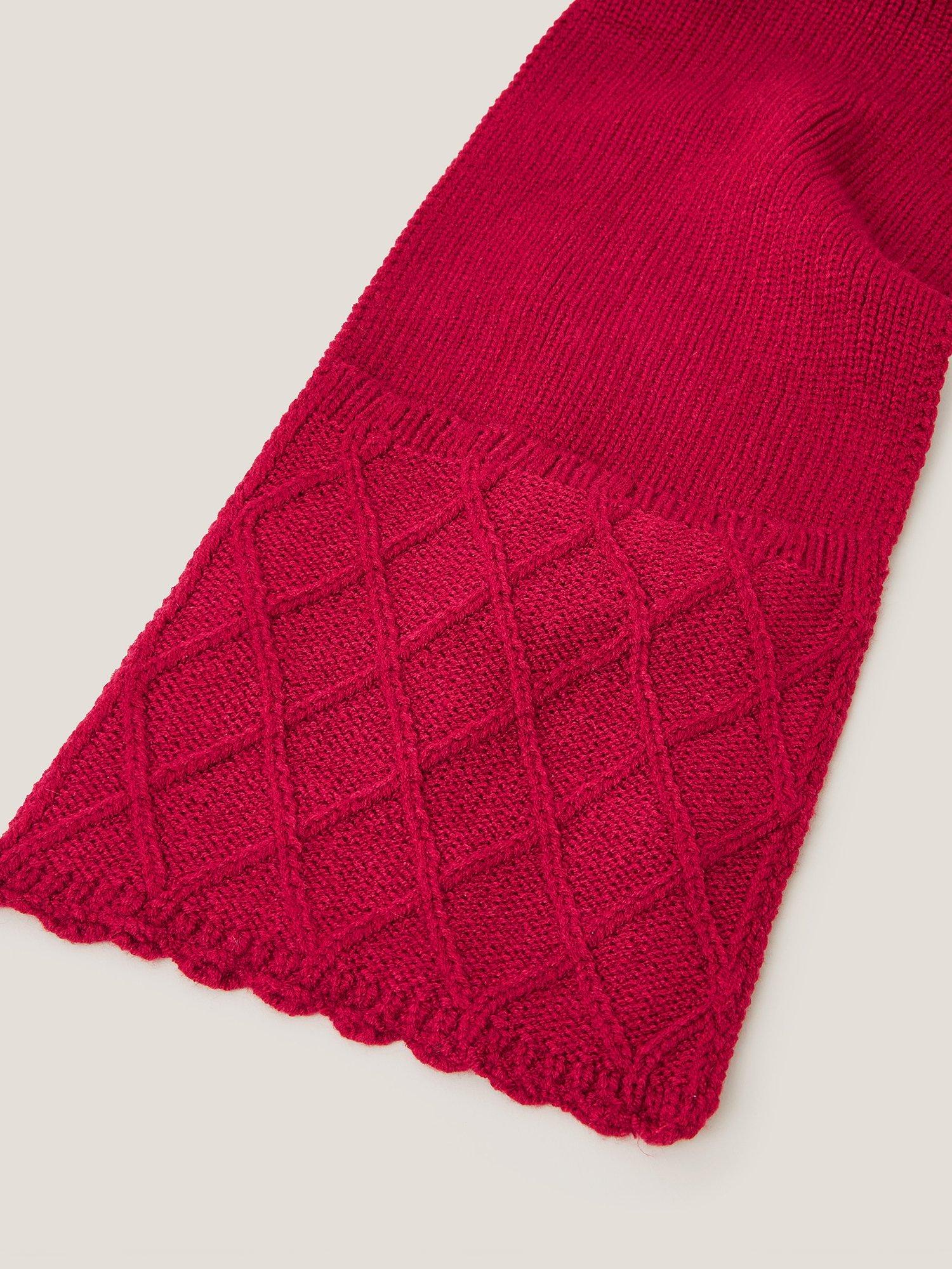 Product image 2 of 11, which shows Monsoon Kids' Diamond Knit Scarf, Red, One