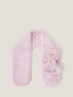 Monsoon Kids' Faux Fur Bow Scarf, Pink, Pink