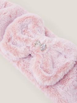 Monsoon Kids' Faux Fur Bow Scarf, Pink - view 2, Pink